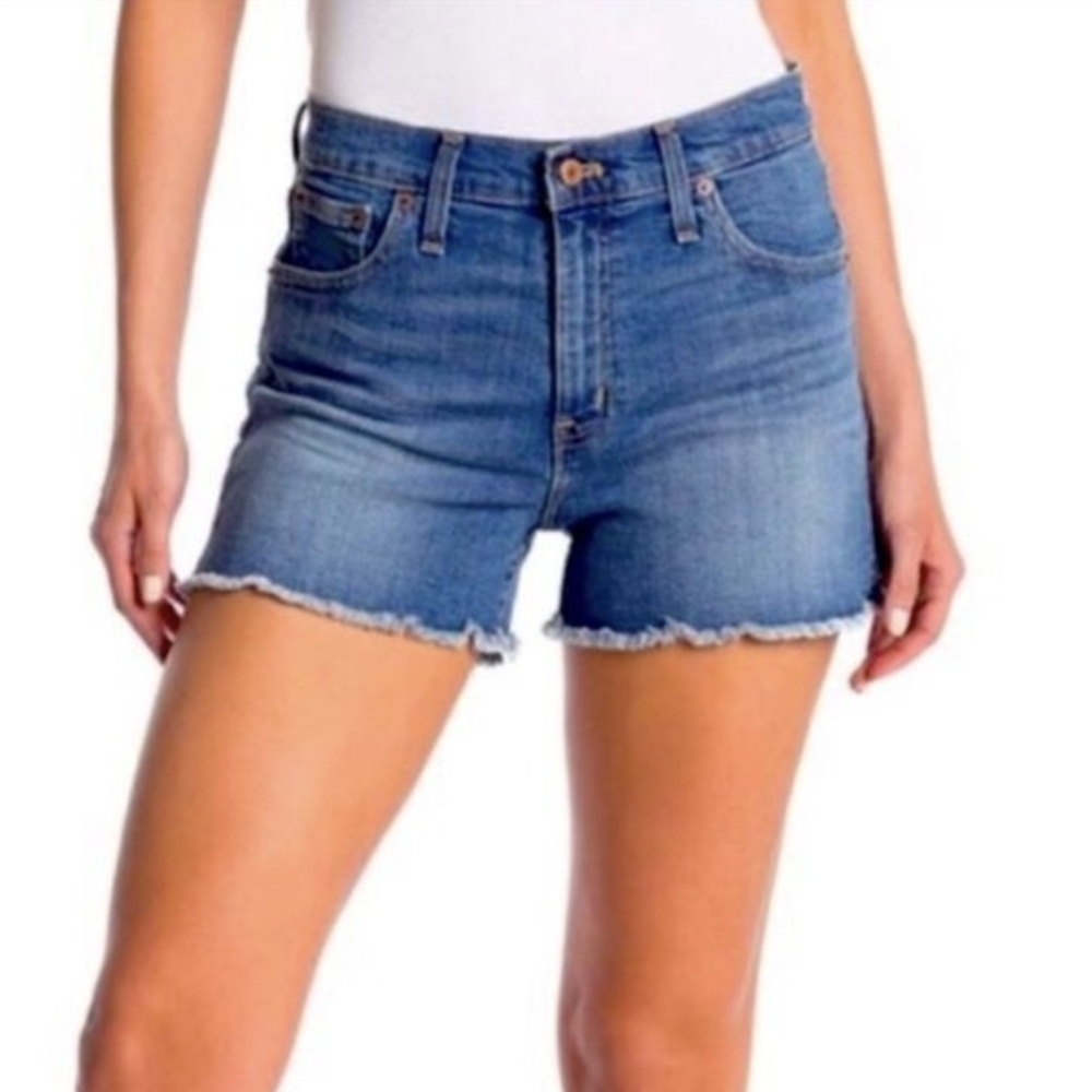 J. Crew Indigo Denim Shorts Raw Hem Size 29 3.5 Inch Inseam Medium Wash